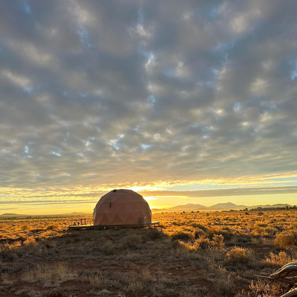 ClearSky-Dome_Sunset3 Sky Dome lodging luxury glamping at Clear Sky Resorts in Valle, Arizona