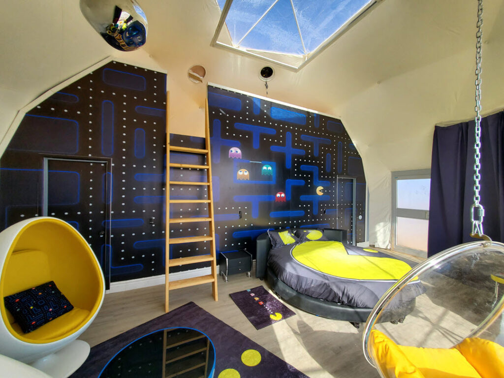 ClearSky-VIdeo-Game-LivingSpace3 Video game room at Clear Sky Resorts themed sky dome in Valle, AZ