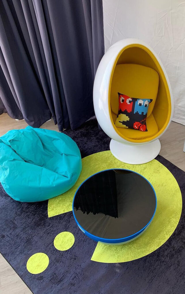 ClearSky-VIdeo-Game-LivingSpace4 Video game room at Clear Sky Resorts themed sky dome in Valle, AZ