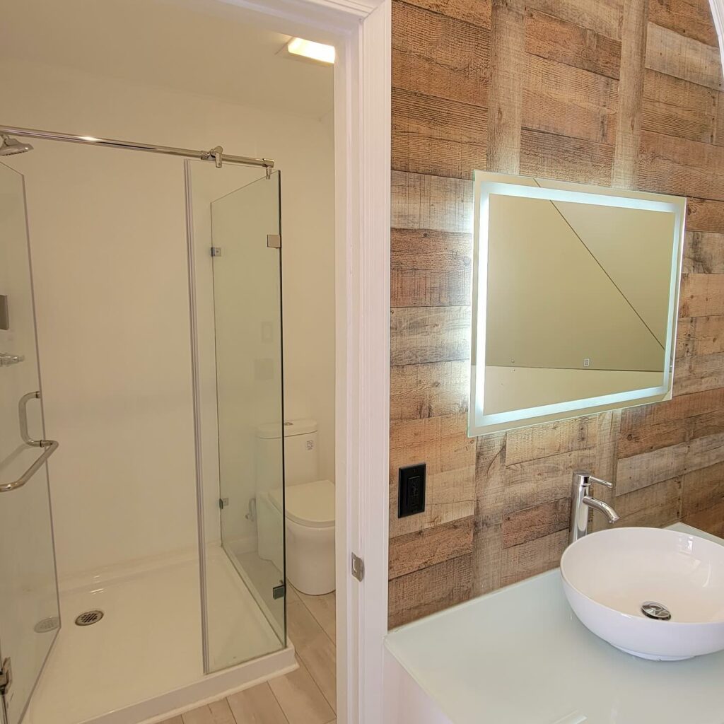 Domes-Bathroom Luxury glamping private bathroom amenities at Clear Sky Resorts Grand Canyon in Valle, AZ