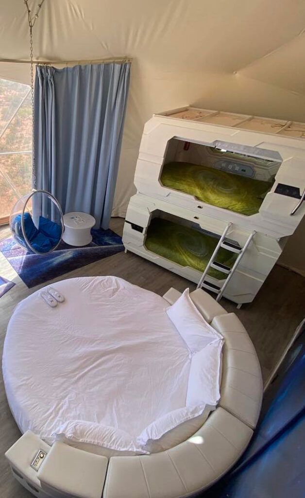 SpaceGalaxy-UniqueDome Interior of Space Galaxy dark sky dome available at Clear Sky Resorts near Grand Canyon National Park in Valle, AZ.