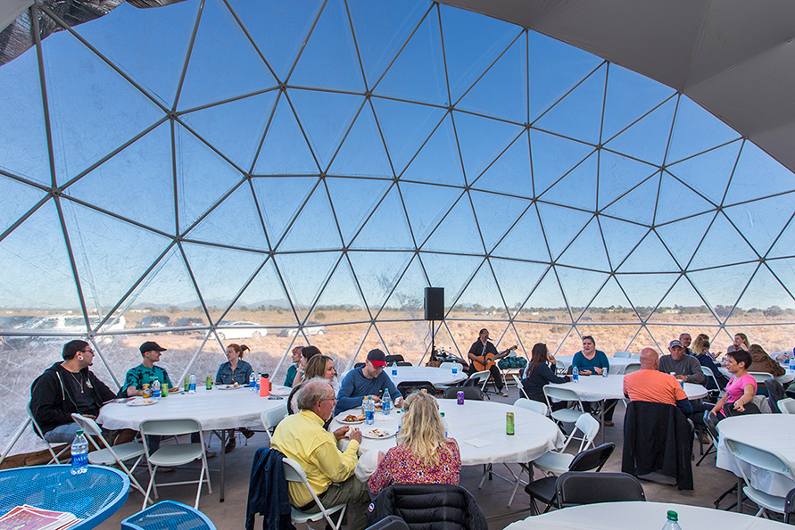 grand_canyon_welcome_dining_2 Group dining at the Welcome Dome at Clear Sky Resorts Grand Canyon in Valle, AZ